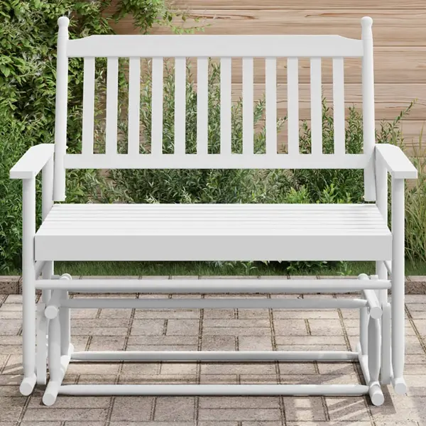 Gossi banca glisanta, alb, 118x70x104,5 cm, lemn masiv de plop