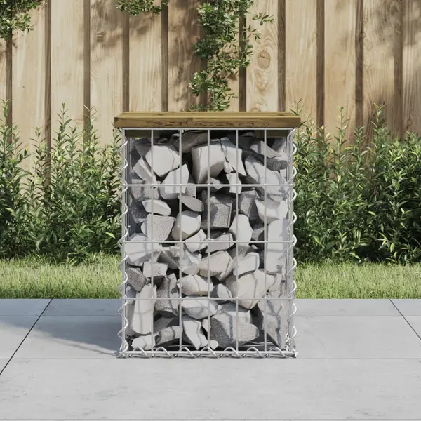 Gossi banca gradina, design gabion, 33x31x42 cm, lemn pin impregnat