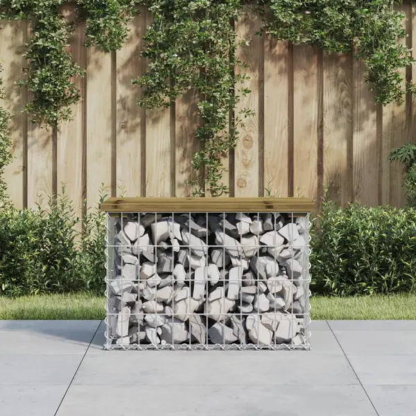 Gossi banca gradina, design gabion, 63x31,5x42 cm, lemn pin impregnat