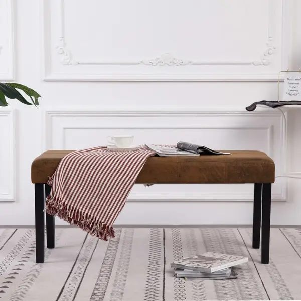 Gossi banca, maro, 106 cm, piele intoarsa ecologica