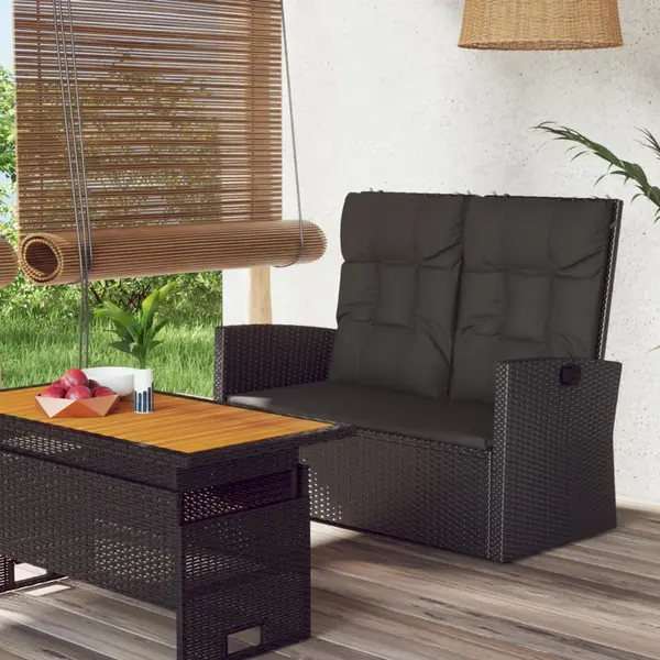 Gossi banca rabatabila de gradina cu perne, negru, 118 cm, poliratan