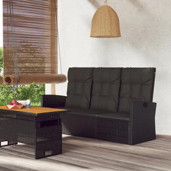 Gossi banca rabatabila de gradina cu perne, negru, 173 cm, poliratan