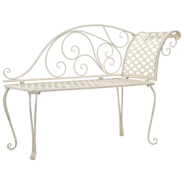 Gossi banca sezlong de gradina, alb vintage, 128 cm, metal