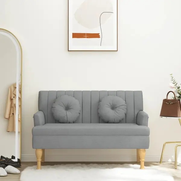 Gossi bancheta cu perne, gri deschis, 113x64,5x75,5 cm, textil