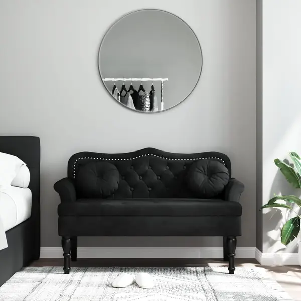 Gossi bancheta cu perne, negru, 120,5x65x75 cm, catifea