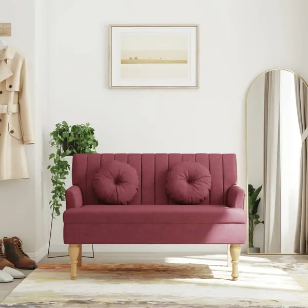 Gossi bancheta cu perne, rosu vin, 113x64,5x75,5 cm, textil