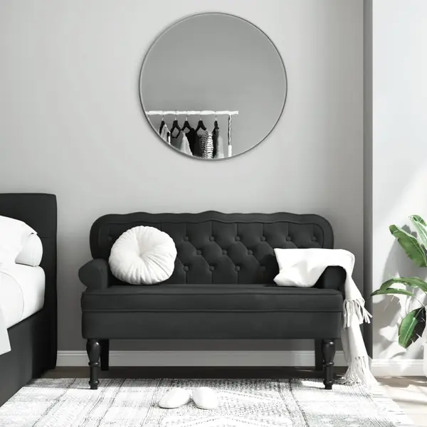 Gossi bancheta cu spatar, negru, 119,5x64,5x75 cm, catifea
