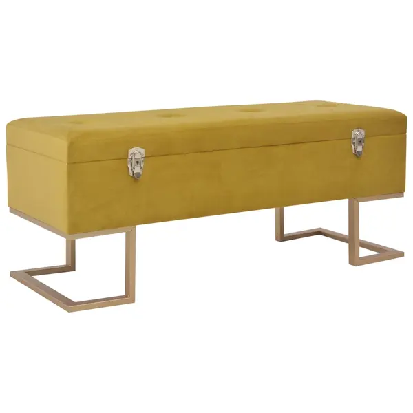 Gossi bancheta cu un compartiment de depozitare mustar 105cm catifea