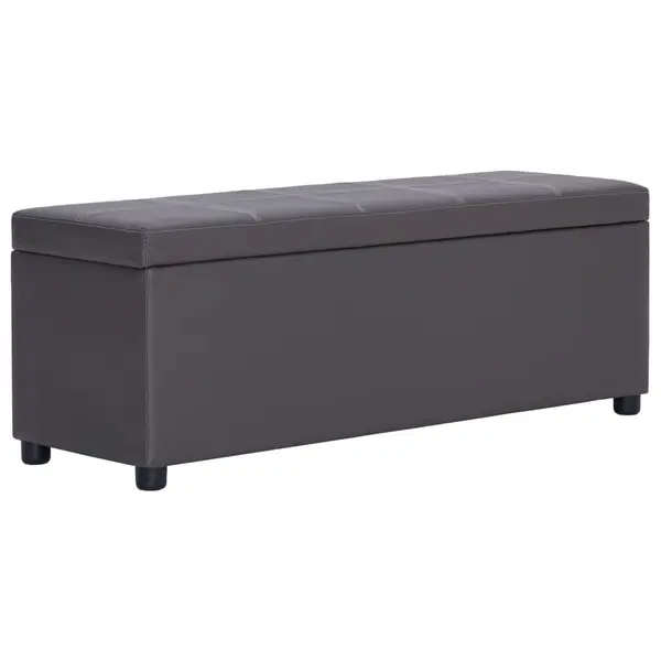 Gossi bancheta cu zona de depozitare, gri, 116 cm, piele ecologica
