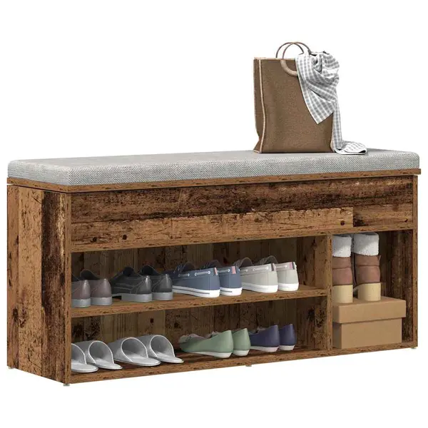 Gossi bancheta de pantofi, lemn vechi, 102x30,5x45 cm, lemn prelucrat