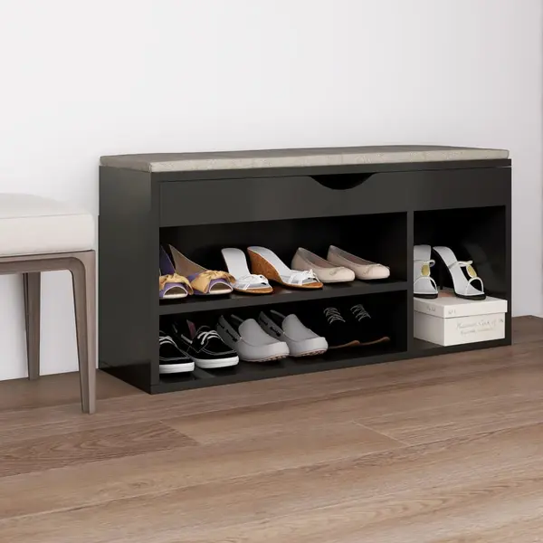 Gossi bancheta pantofar cu perna, gri, 104x30x49 cm, lemn prelucrat