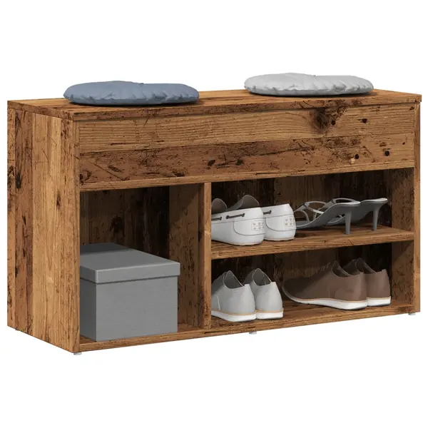 Gossi bancheta pantofar, lemn vechi, 80x30x45 cm, lemn prelucrat