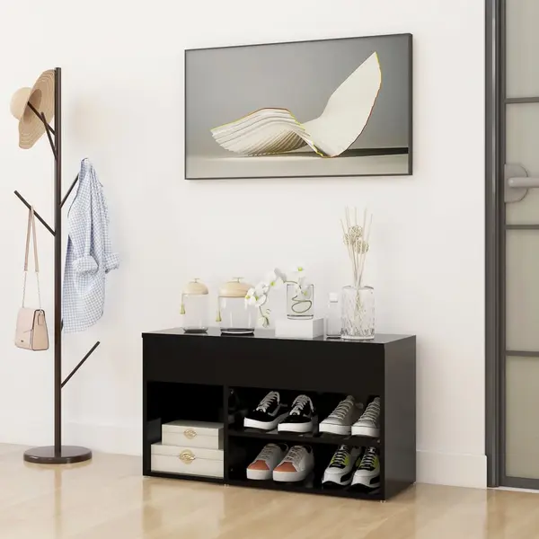 Gossi bancheta pantofar, negru, 80x30x45 cm, pal
