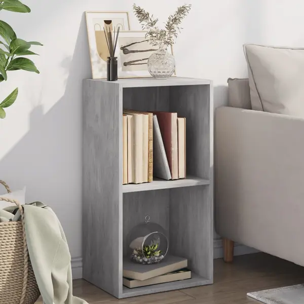 Gossi biblioteca, 2 rafturi, gri beton, 40 x 30 x 76,5 cm, pal