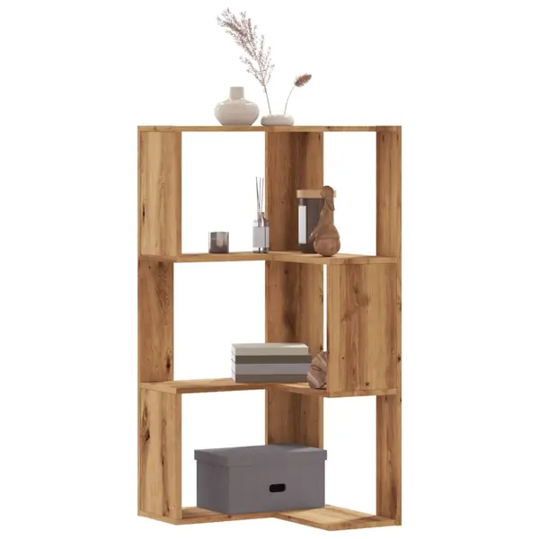Gossi biblioteca 3 nivel stejar artizanal 50x50x102 cm lemn prelucrat