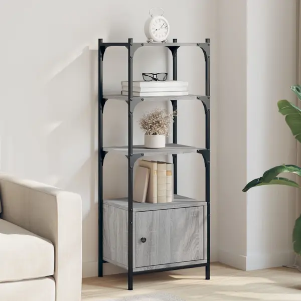 Gossi biblioteca 3 niveluri gri sonoma 41x30x109,5 cm, lemn prelucrat
