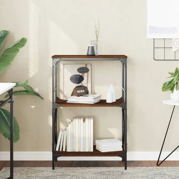 Gossi biblioteca 3 niveluri, stejar maro 59x35x90,5cm, lemn prelucrat