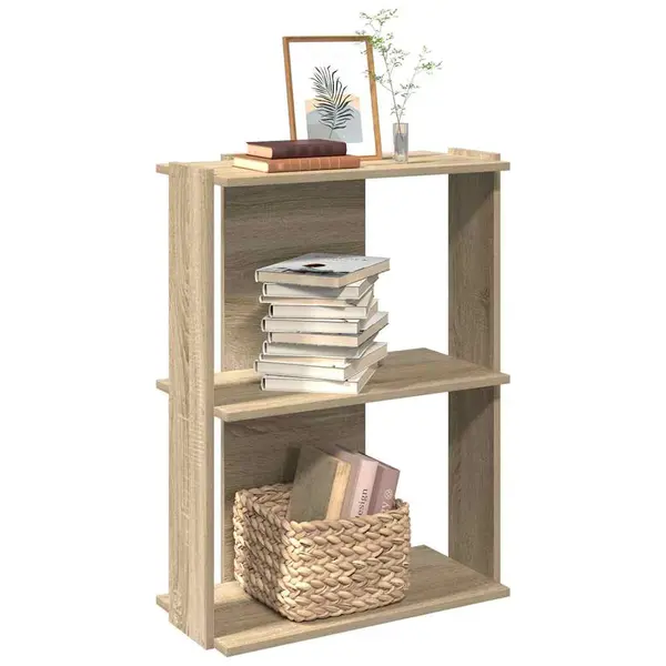 Gossi biblioteca 3 niveluri stejar sonoma 60x30x80 cm, lemn prelucrat