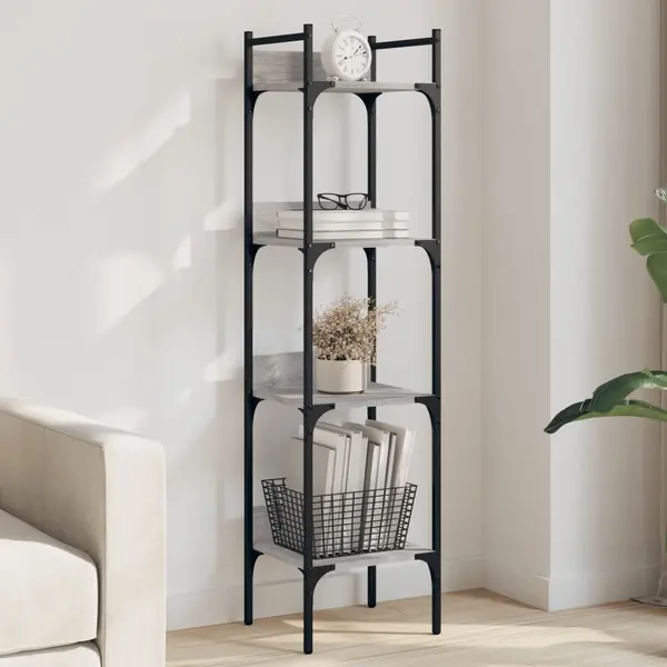 Gossi biblioteca 4 niveluri, gri sonoma 35x30x138,5 cm lemn prelucrat