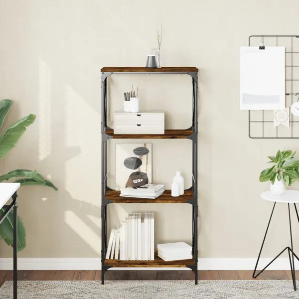 Gossi biblioteca 4 niveluri stejar afumat 59x35x132 cm lemn prelucrat