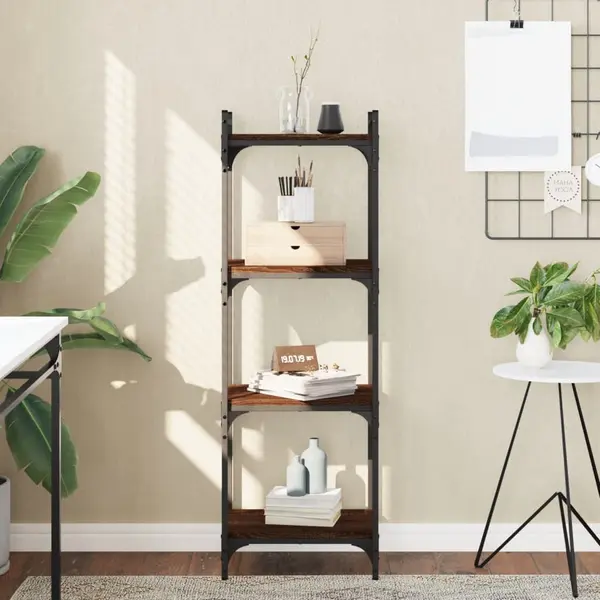 Gossi biblioteca 4 niveluri, stejar maro 40x30x120 cm, lemn prelucrat