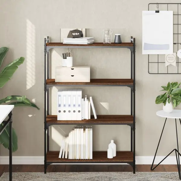 Gossi biblioteca 4 niveluri, stejar maro 80x30x120 cm, lemn prelucrat