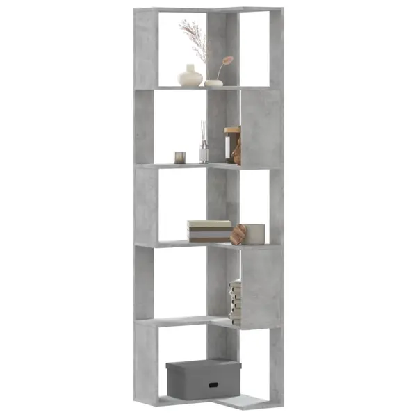 Gossi biblioteca 5 niveluri gri beton 50x50x179cm lemn prelucrat