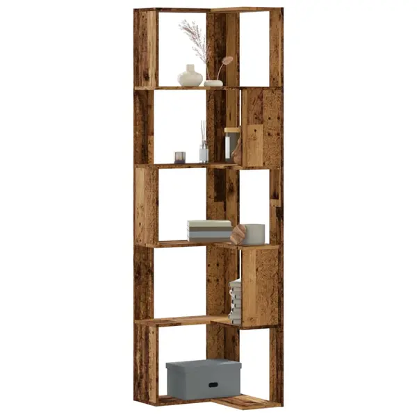Gossi biblioteca 5 niveluri lemn vechi 50x50x179cm lemn prelucrat