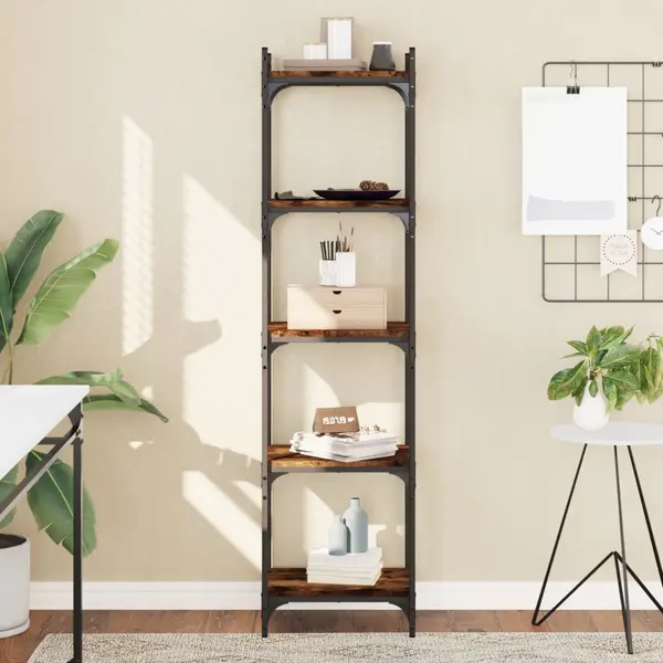 Gossi biblioteca 5 niveluri stejar afumat 40x30x154 cm lemn prelucrat