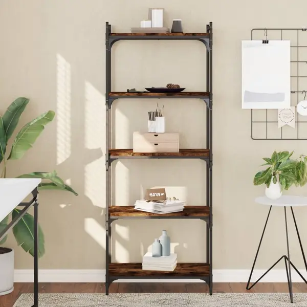Gossi biblioteca 5 niveluri stejar afumat 60x30x154 cm lemn prelucrat