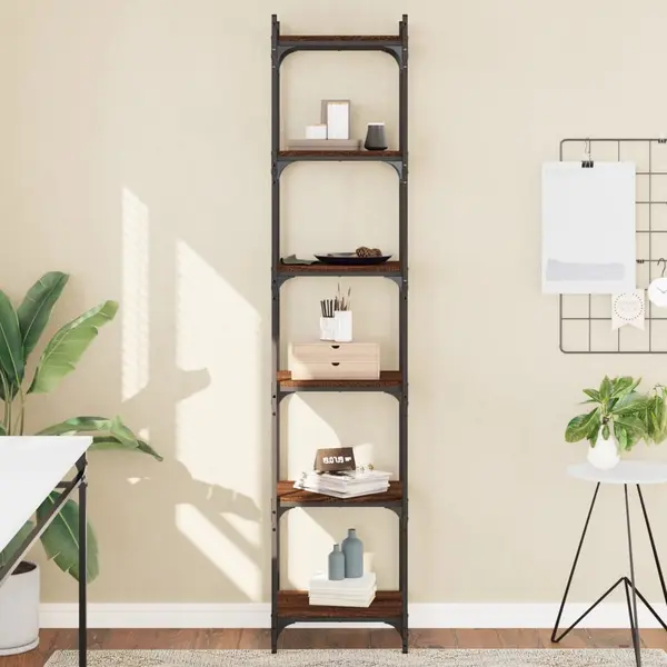 Gossi biblioteca 6 niveluri, stejar maro 40x30x188 cm, lemn prelucrat