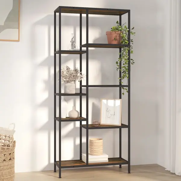 Gossi biblioteca, 80x30x180 cm, otel si lemn prelucrat