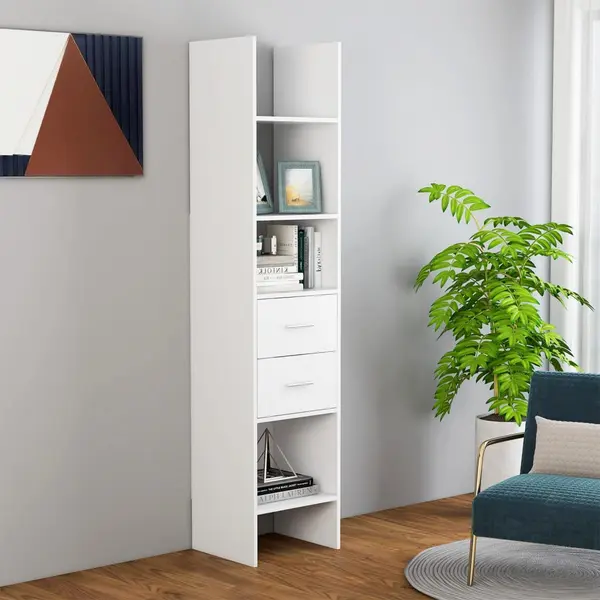 Gossi biblioteca, alb, 40x35x180 cm, lemn prelucrat
