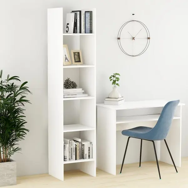Gossi biblioteca, alb, 40x35x180 cm, lemn prelucrat