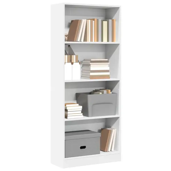 Gossi biblioteca, alb, 60x24x143 cm, lemn prelucrat