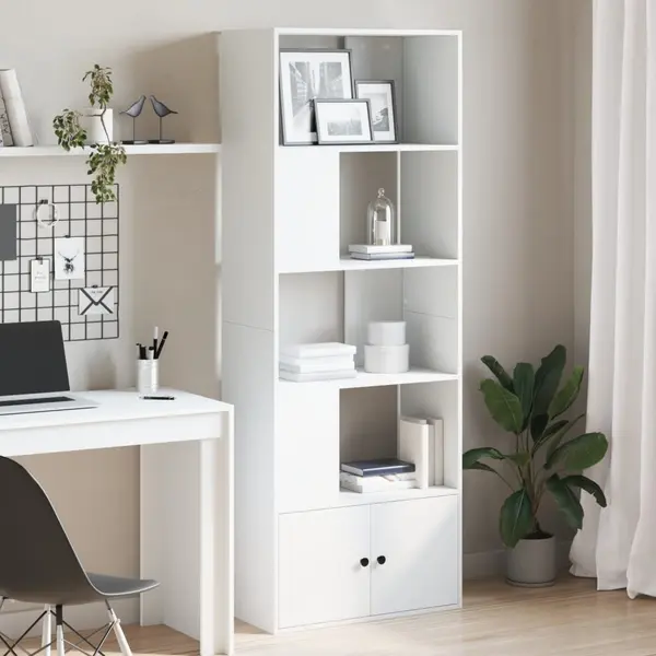 Gossi biblioteca, alb, 70x36x189 cm, lemn prelucrat