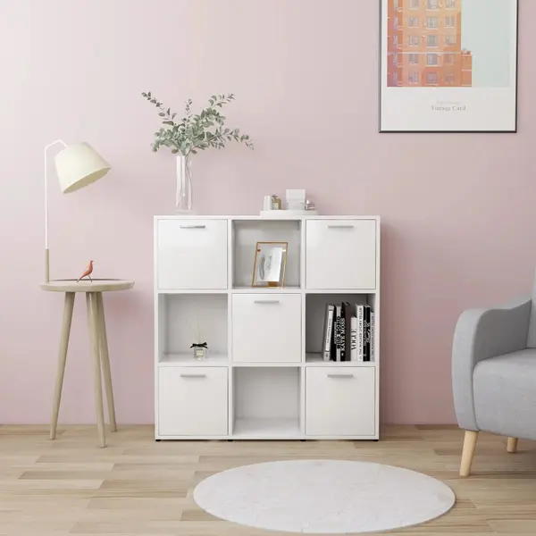 Gossi biblioteca, alb, 90x30x90 cm, lemn prelucrat