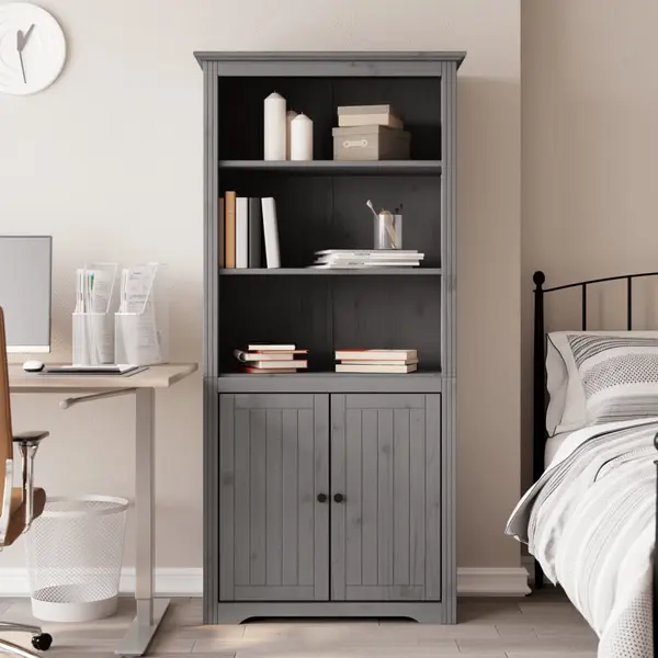 Gossi biblioteca bodo, gri, 82x40x173 cm, lemn masiv de pin
