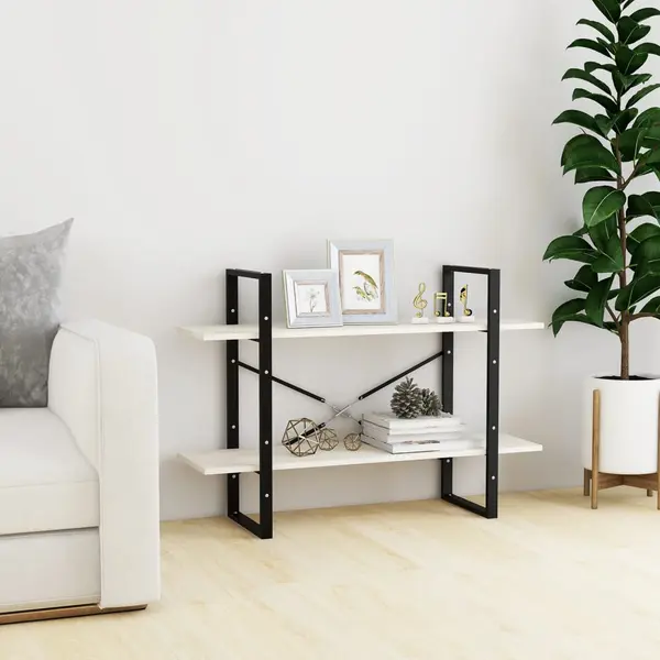 Gossi biblioteca cu 2 rafturi, alb, 100x30x70 cm, lemn masiv de pin