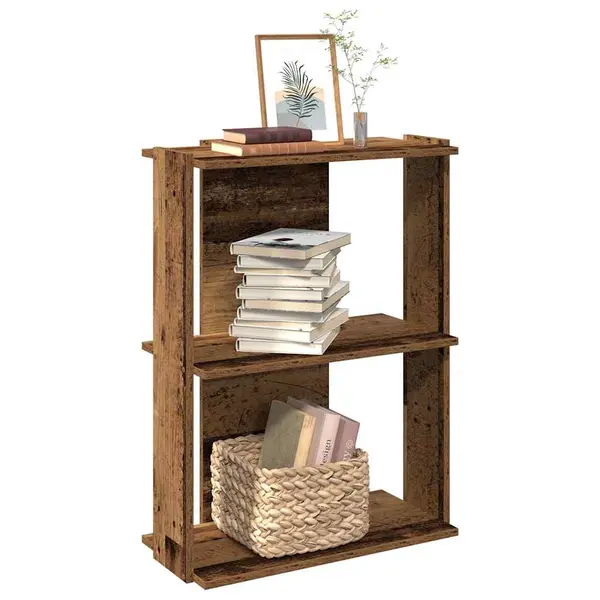 Gossi biblioteca cu 3 etaje din lemn vechi 60x30x80 cm lemn prelucrat