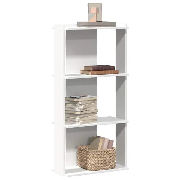 Gossi biblioteca cu 3 niveluri, alb, 60x30x120 cm, lemn de prelucrare