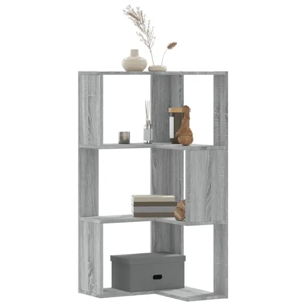 Gossi biblioteca cu 3 niveluri gri sonoma 50x50x102 cm lemn prelucrat