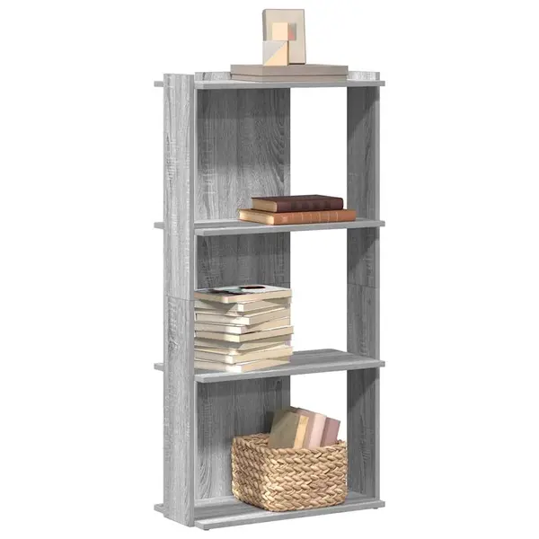 Gossi biblioteca cu 3 niveluri gri sonoma 60x30x120 cm lemn prelucrat
