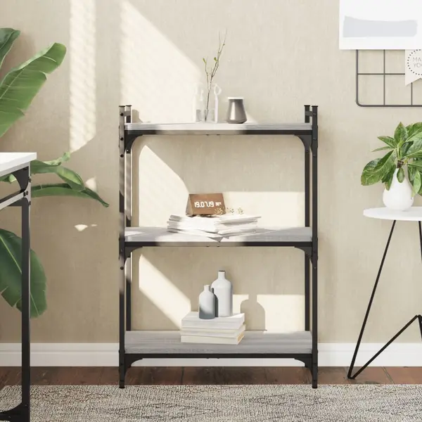 Gossi biblioteca cu 3 niveluri gri sonoma 60x30x86 cm lemn compozit