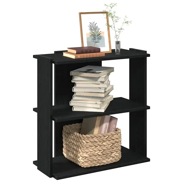 Gossi biblioteca cu 3 niveluri, negru, 60x30x60 cm, lemn prelucrat
