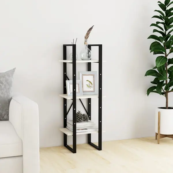 Gossi biblioteca cu 3 rafturi, alb, 40x30x105 cm, lemn masiv de pin