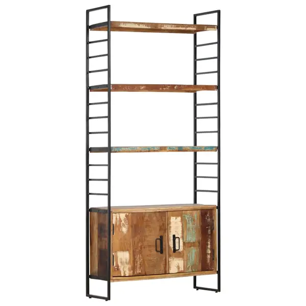Gossi biblioteca cu 4 niveluri, 80 x 30 x 180 cm, lemn masiv reciclat
