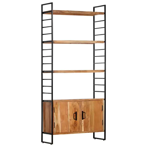 Gossi biblioteca cu 4 niveluri, 80x30x180 cm, lemn masiv de acacia