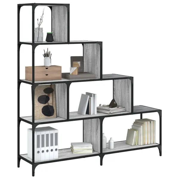 Gossi biblioteca cu 4 niveluri gri sonoma 139x33,5x149 cm lemn