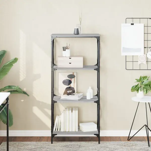 Gossi biblioteca cu 4 niveluri gri sonoma 59x35x132 cm lemn prelucrat